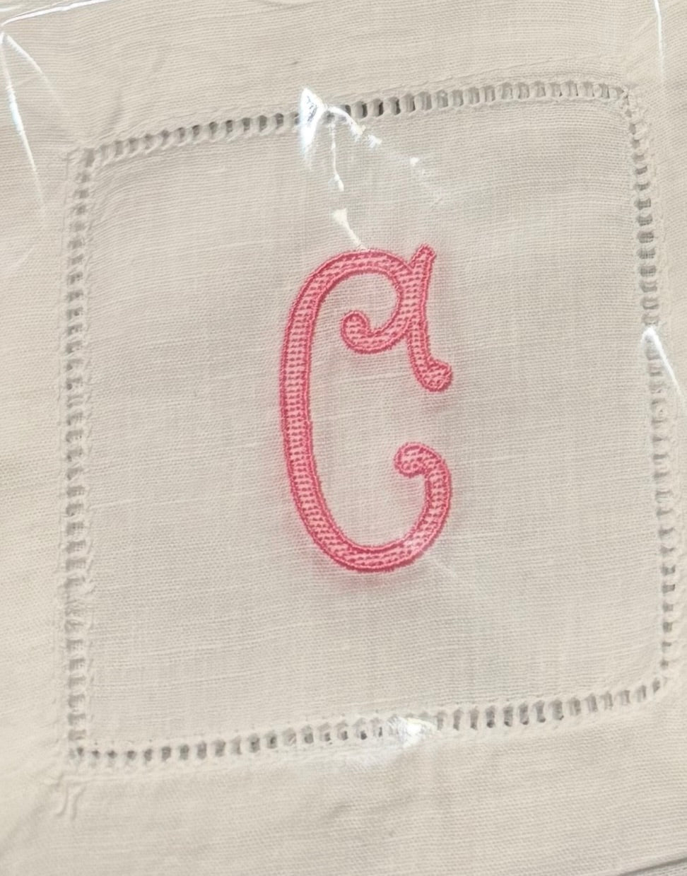 18"x18" White Hemstitch Monogrammed Napkins