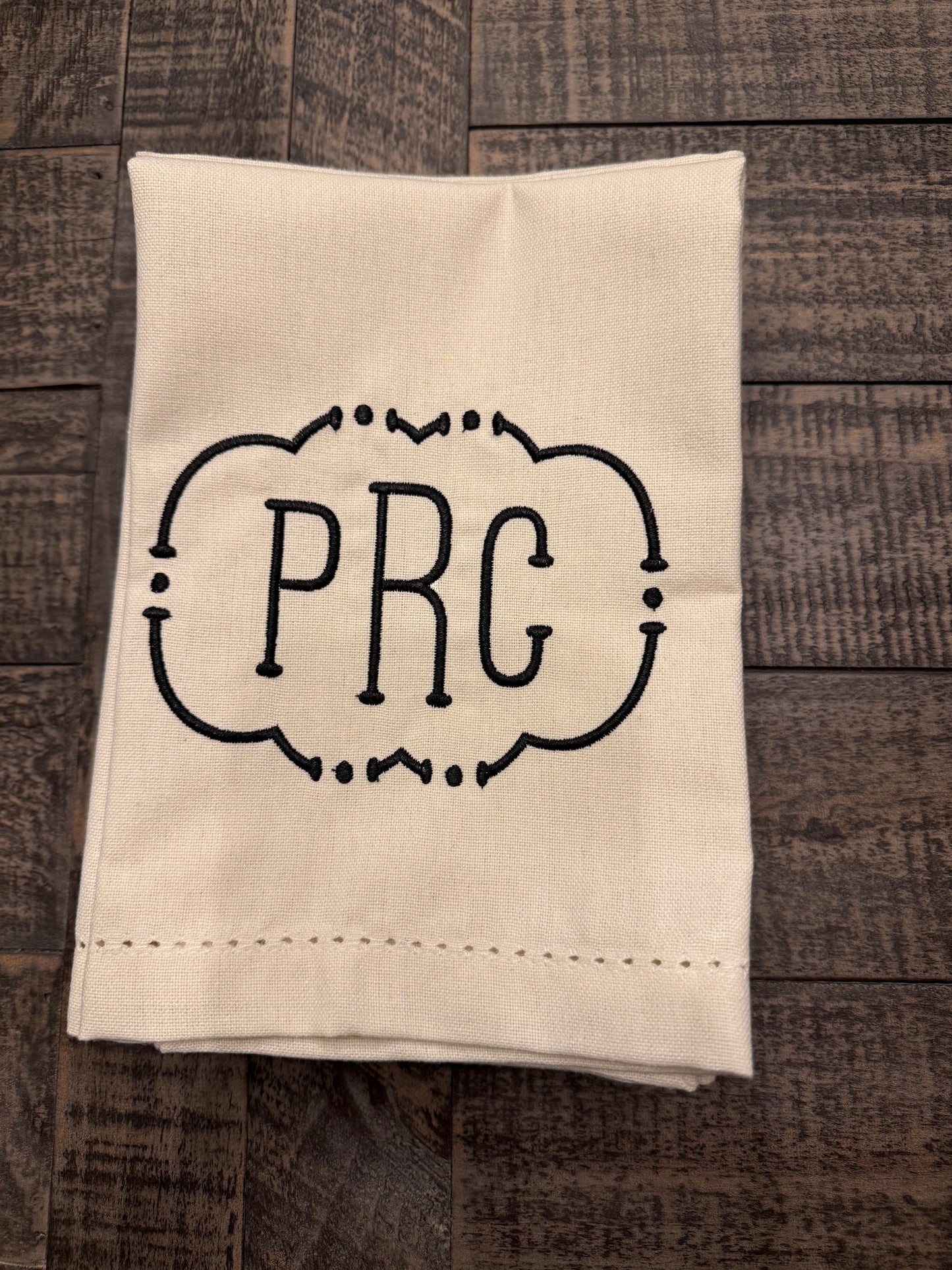 18"x18" White Hemstitch Monogrammed Napkins
