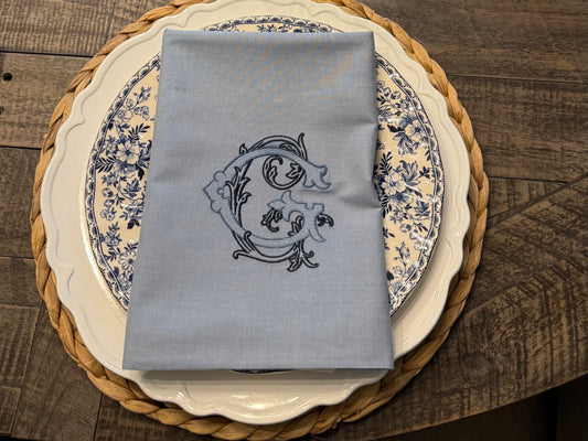 18"x18" White Hemstitch Monogrammed Napkins