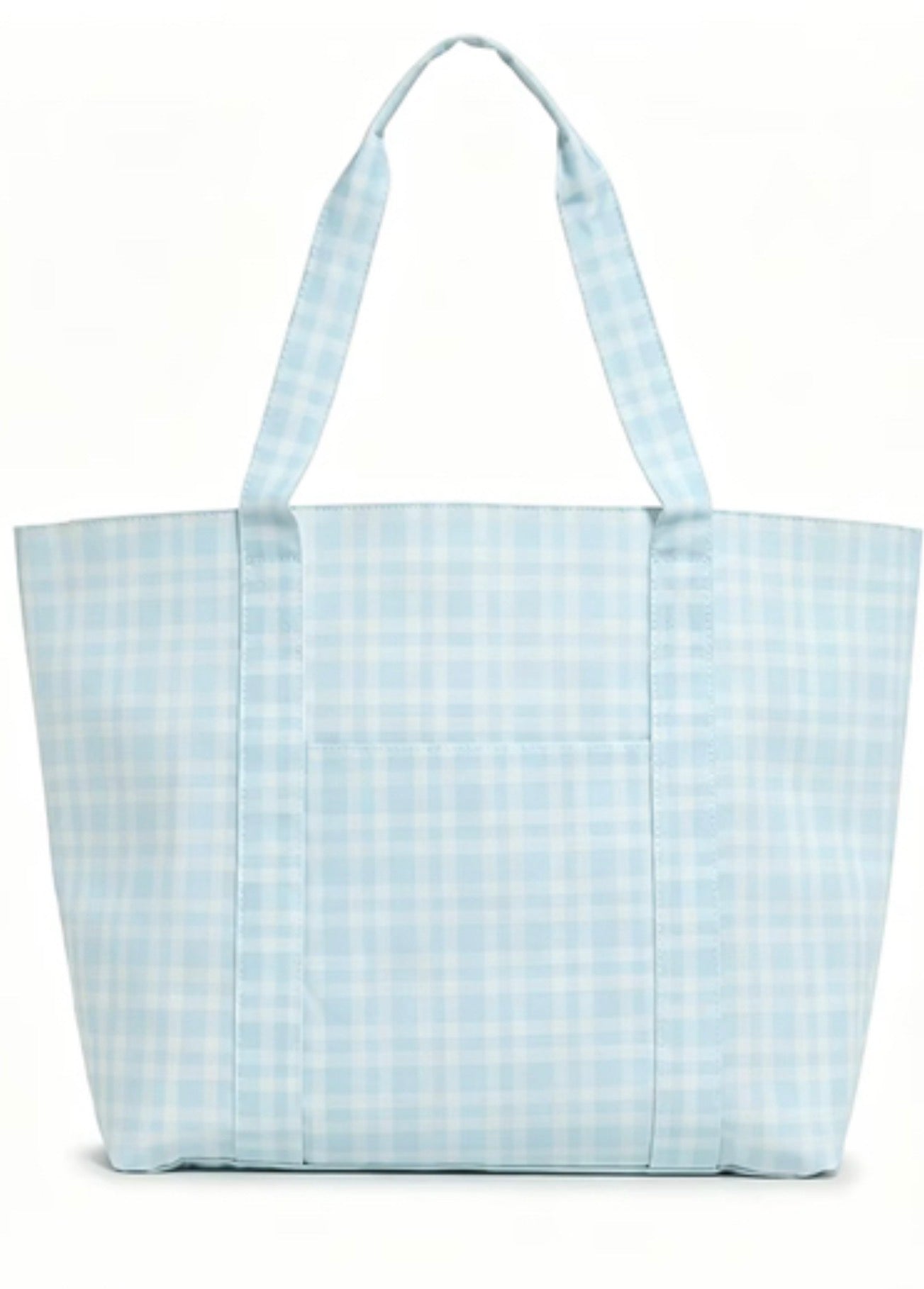 Blue Gingham Oversized Tote Bag | Lightweight Women's Shoulder Tote