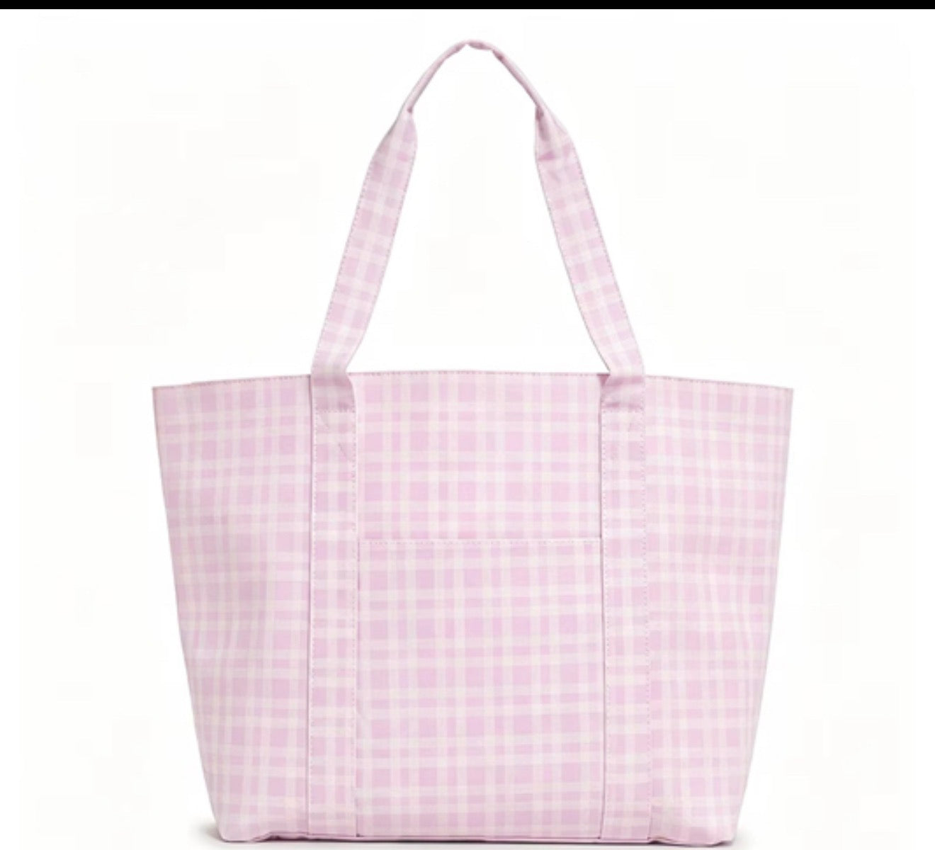 Pink Gingham Oversized Tote Bag | Lightweight Women's Shoulder Tote