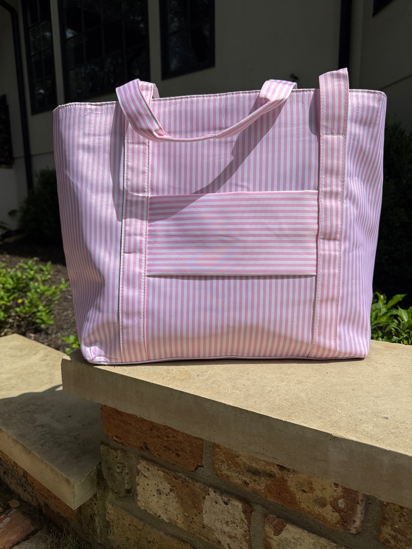 Pink Stripe Oversized Tote Bag | Lightweight Women's Shoulder Tote