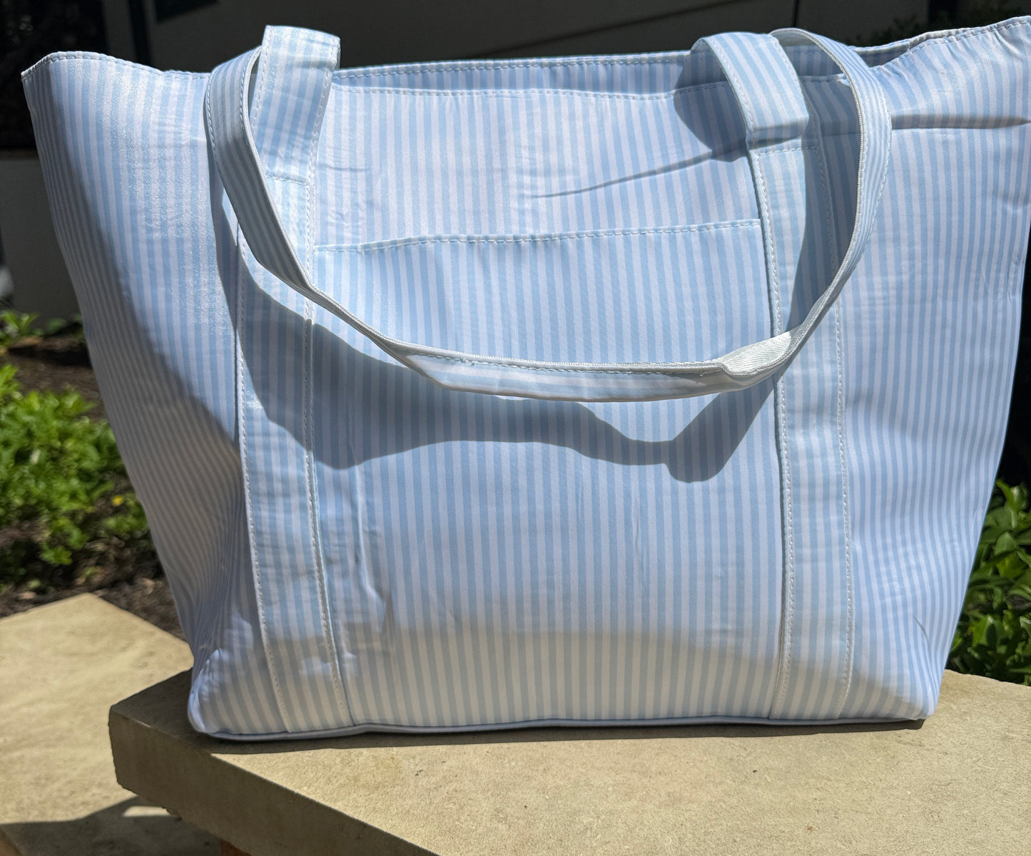 Blue Stripe Oversized Tote Bag | Lightweight Women's Shoulder Tote