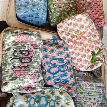 Quilted Block - Print Makeup Bag